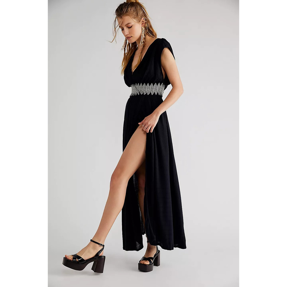 New Free People Devon Maxi Dress $168 SMALL Black